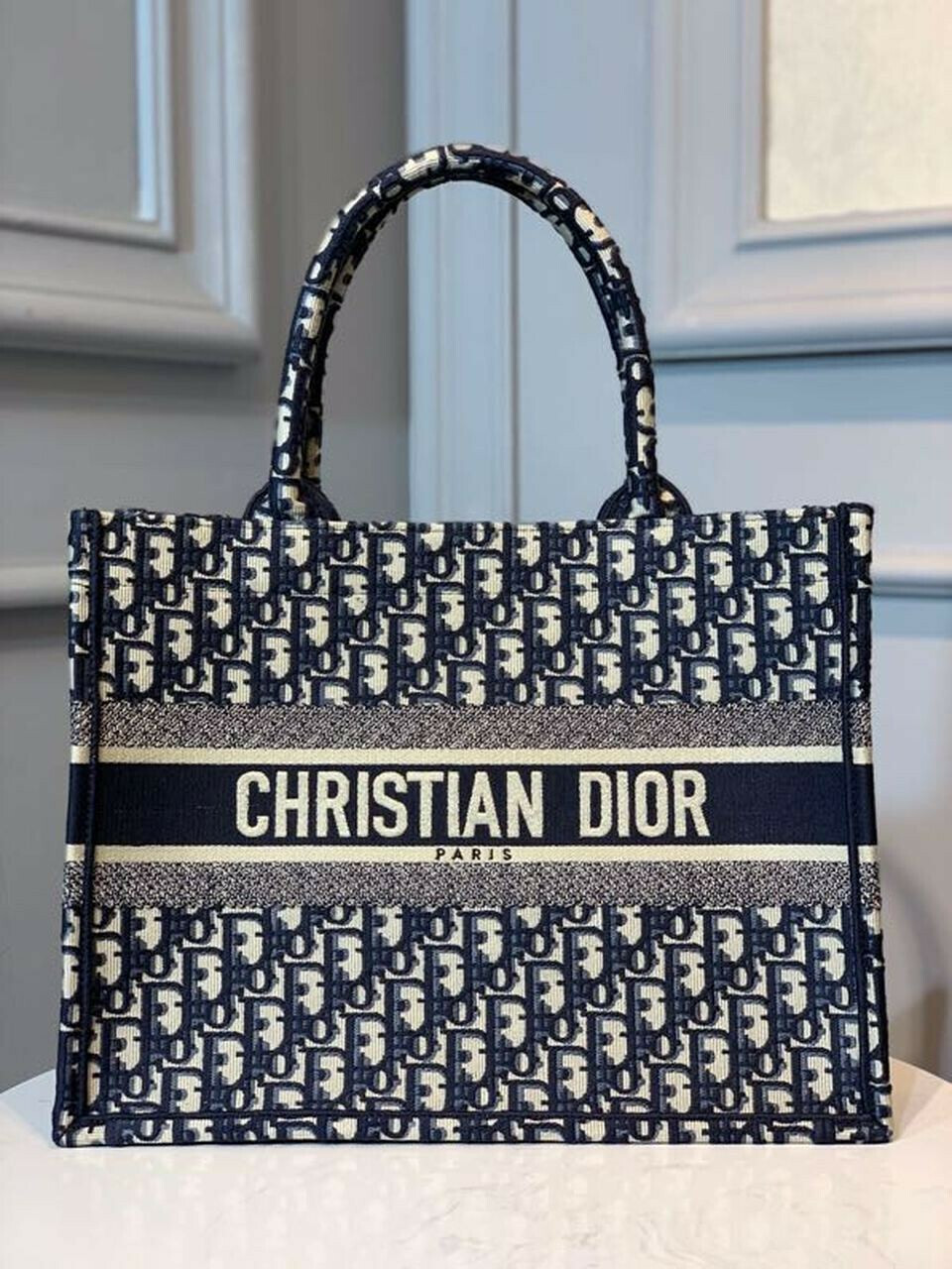 Christian Dior Medium Book Tote Bag 36cm Oblique Embroidered Canvas ...