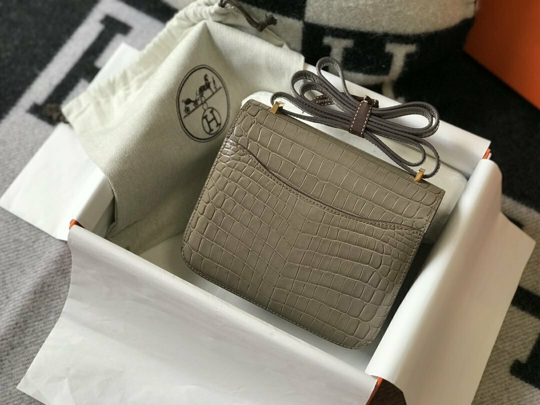 Hermes Mini Crossbody Bag 18cm Grey KelvinGift Store Kelvingift