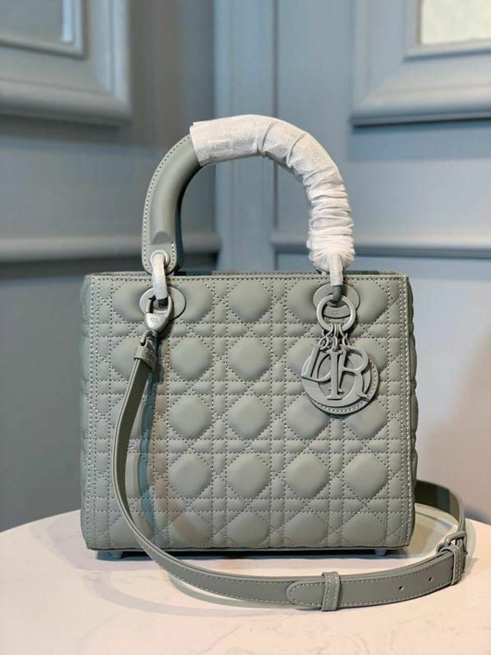 Christian Dior Medium Ultramatte Lady Dior Bag Grey For Women 9.5in ...