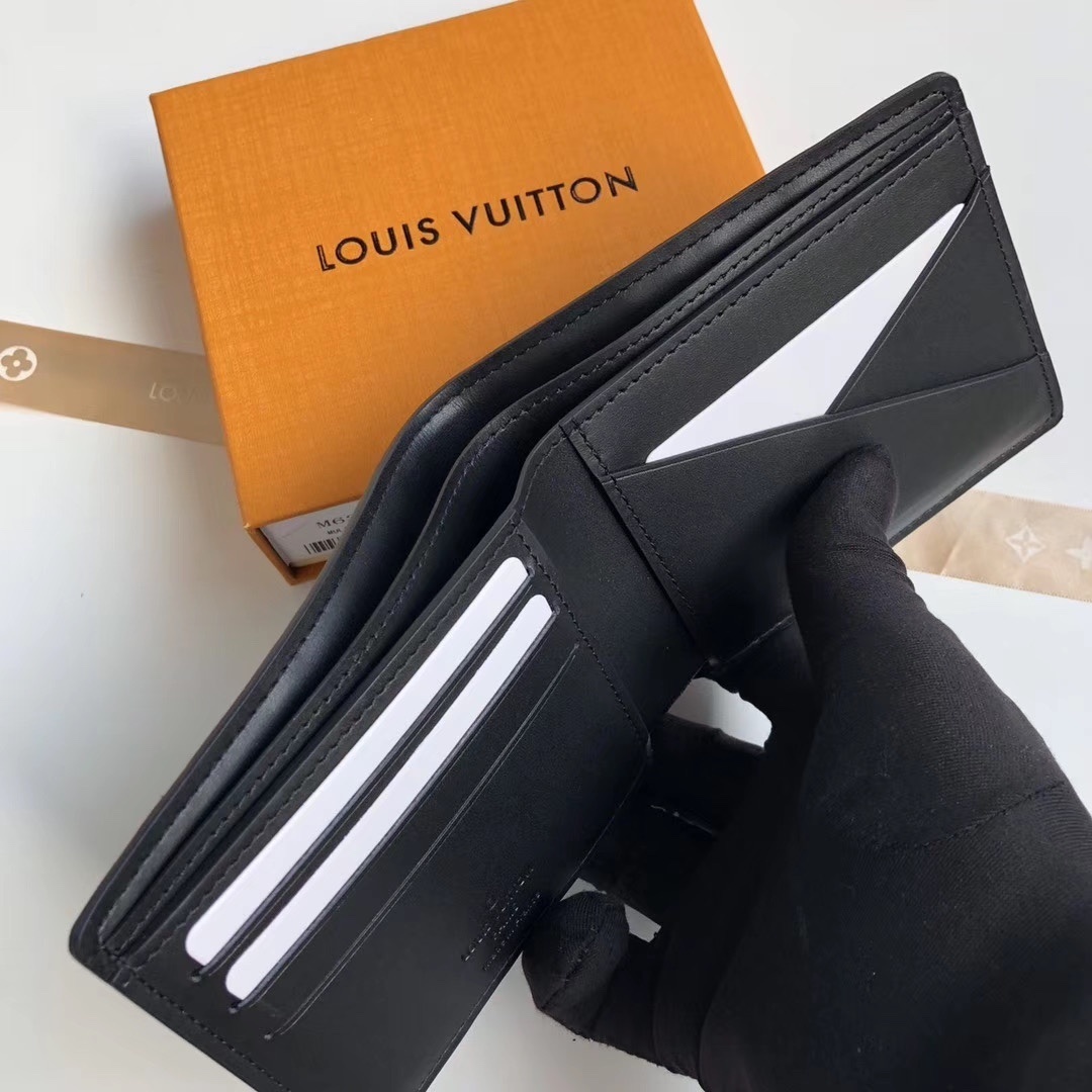 Louis Vuitton Multiple Wallet In Black Monogram Shadow Calfskin For Men