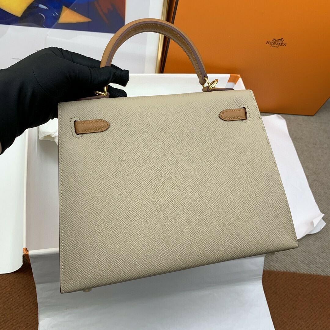 Hermes Kelly 25 Sellier Epsom Etoupe/Brown Bag For Women, Women's ...