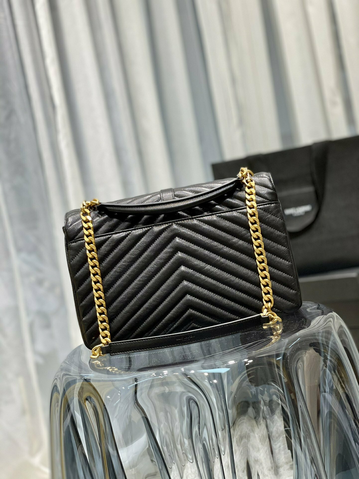 Saint Laurent College Large Chain Bag Black With Gold Hardware For ...