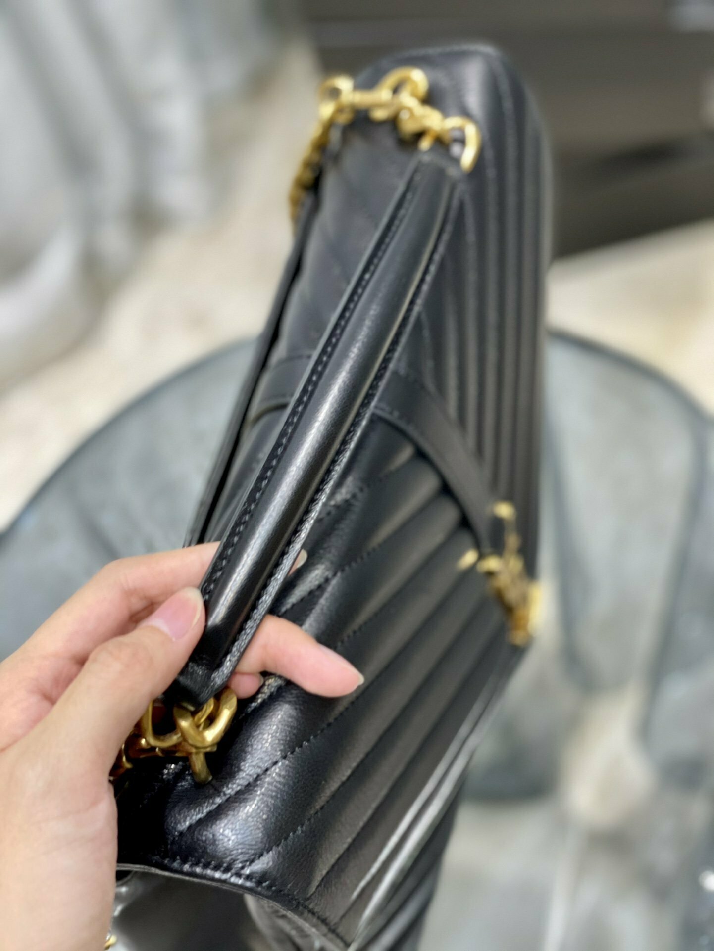 Saint Laurent College Large Chain Bag Black With Gold Hardware For ...