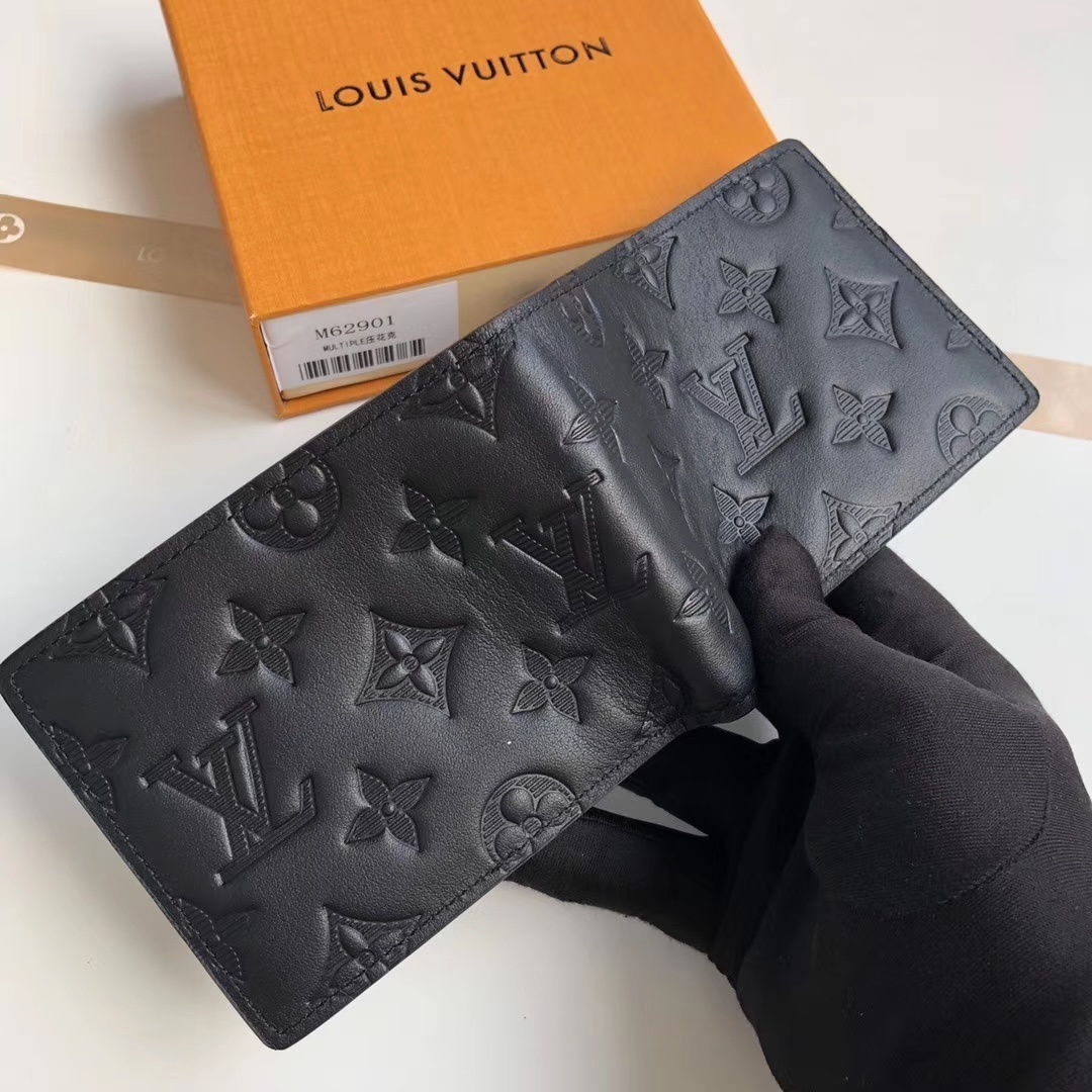 Louis Vuitton Multiple Wallet In Black Monogram Shadow Calfskin For Men