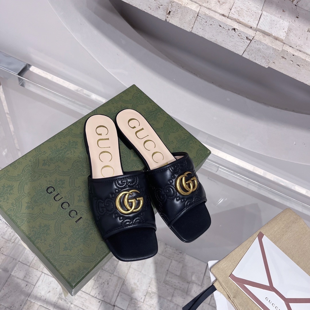 Gucci Women’s Slide Sandal With Double G Black For Women GG