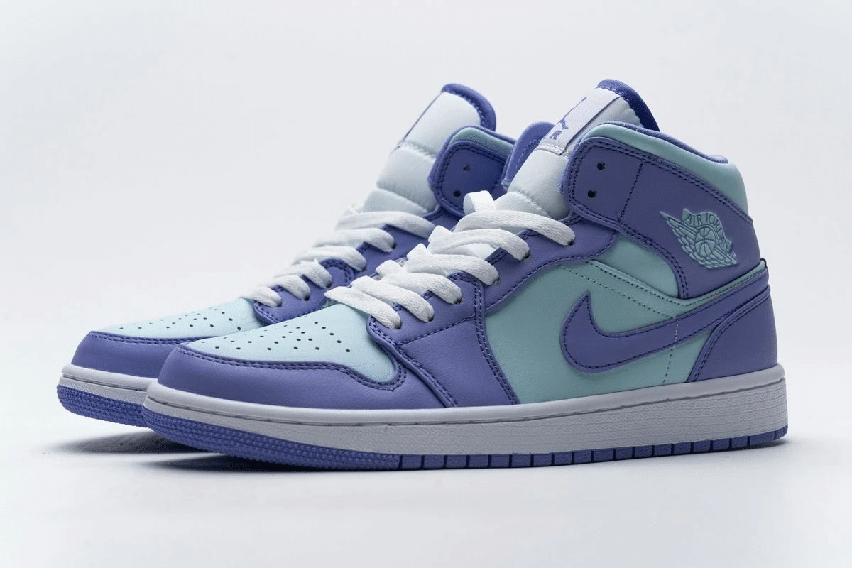 Air Jordan 1 Mid Purple Aqua Blue Shoes Kelvingift