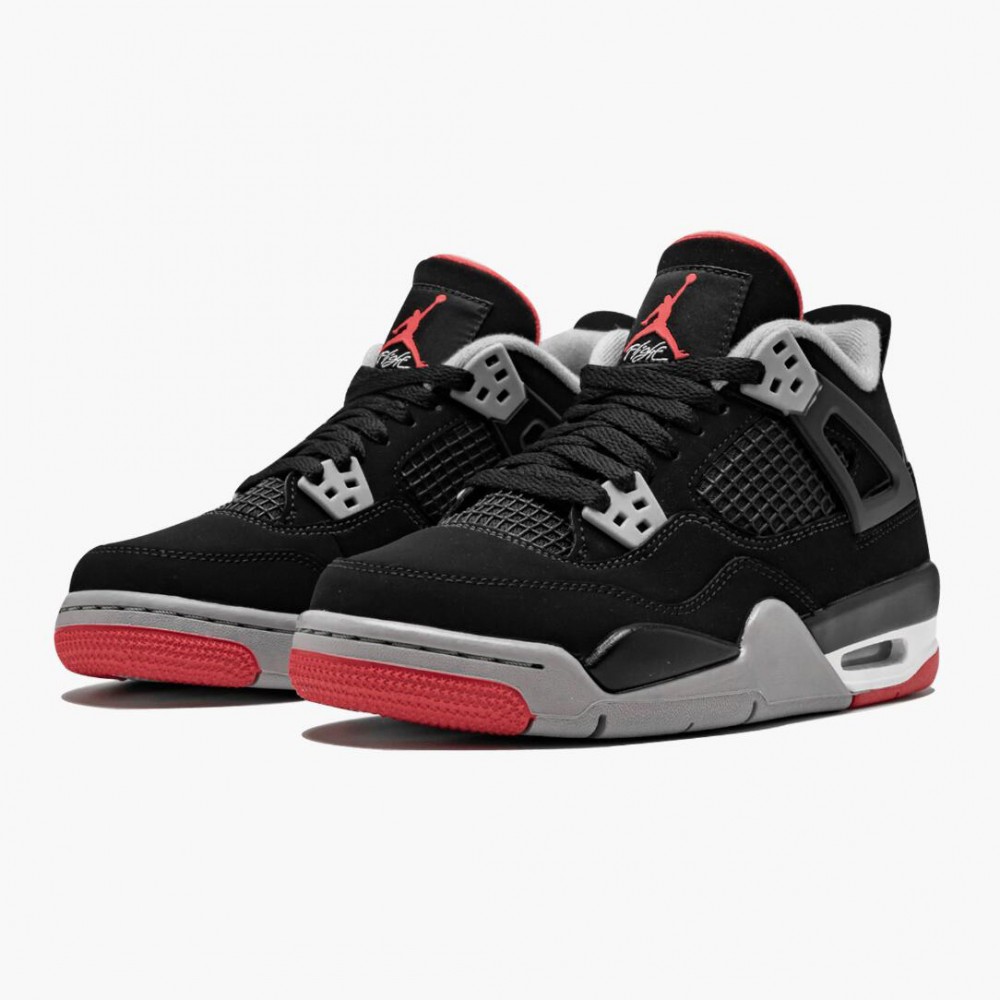 Nike Air Jordan 4 Retro Bred 2019 Release Blackcement Grey Summit White Basketball Shoes Aj4 