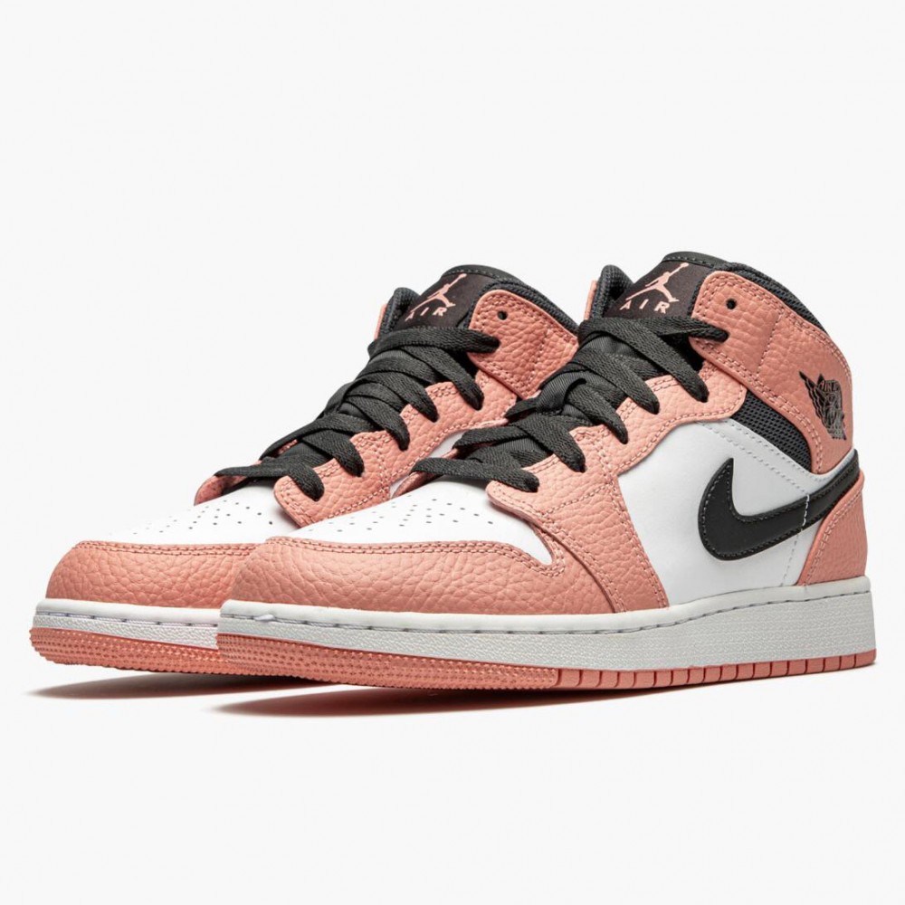 Nike Air Jordan 1 Mid Pink Quartz Pink Quartzdk Smoke Grey Basketball ...