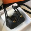 Hermes Lindy Mini Clemence Bag Black For Women, Womens Handbags, Shoulder And Crossbody Bags 7.5in/19cm